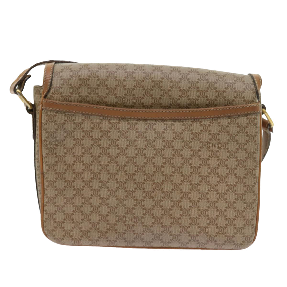 Luxury CELINE Macadam Canvas Shoulder Bag Beige 56701