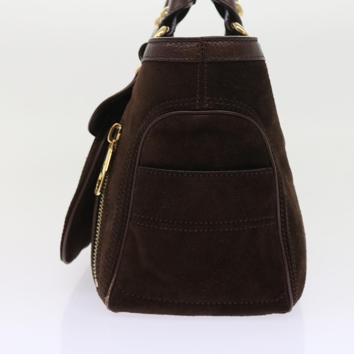 Luxury CELINE Hand Bag Suede Leather Brown 56762