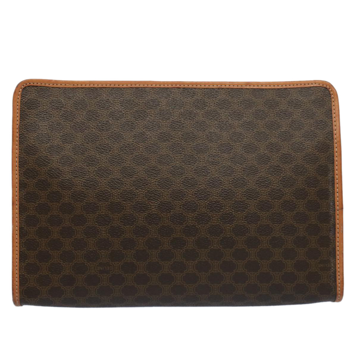 Luxury CELINE Macadam Canvas Clutch Bag PVC Leather Brown 56781