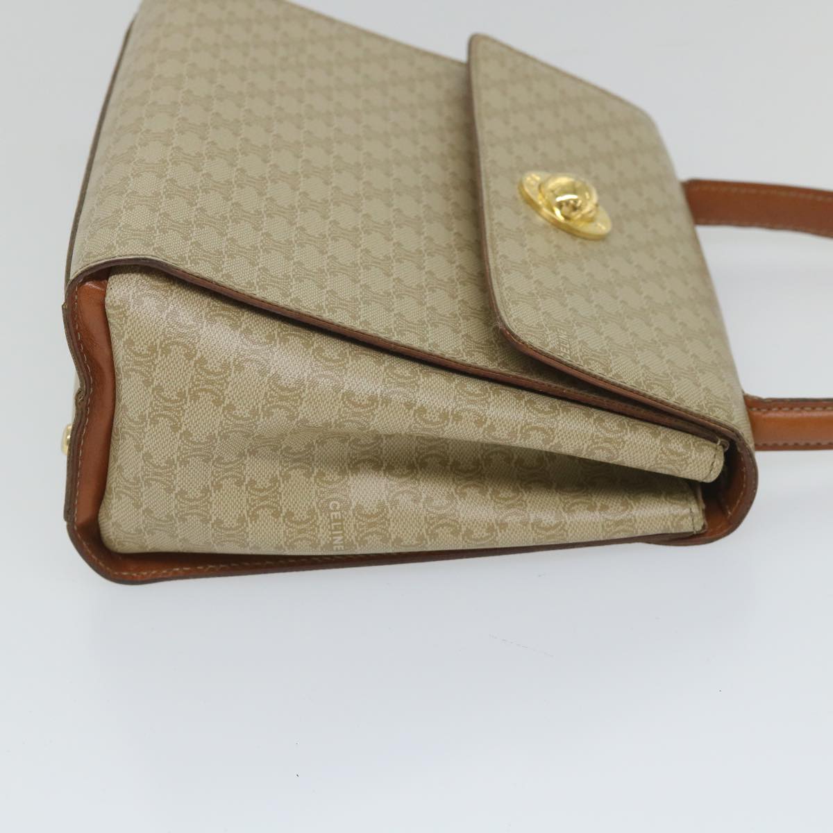 Luxury CELINE Macadam Canvas Hand Bag 2way Beige 57217