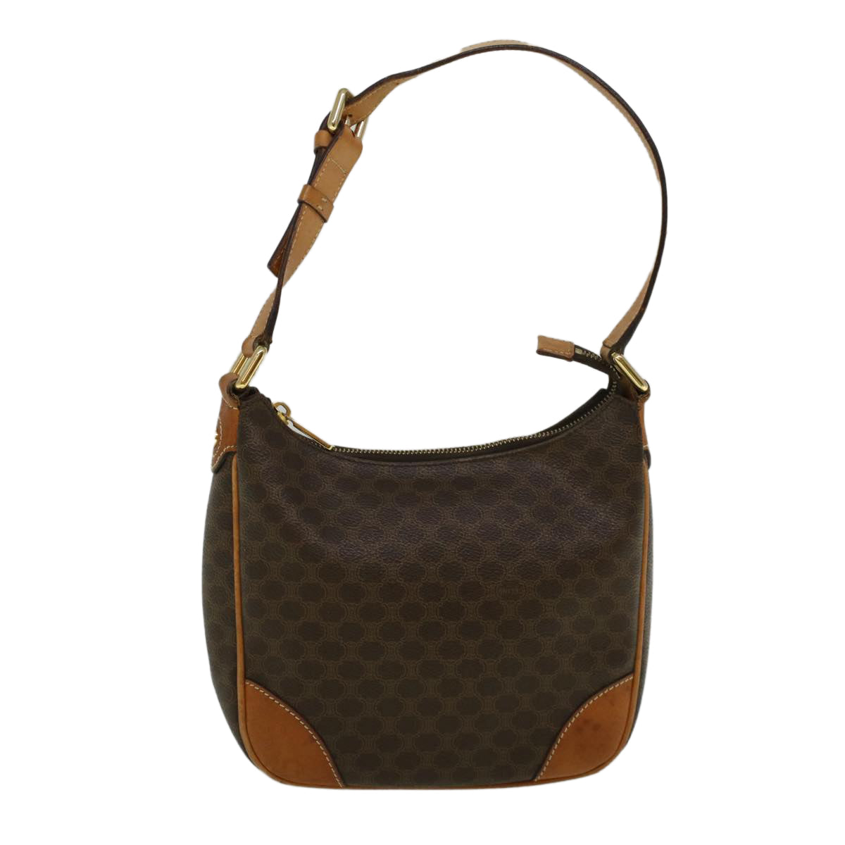Luxury CELINE Macadam Canvas Shoulder Bag PVC Leather Brown 57306