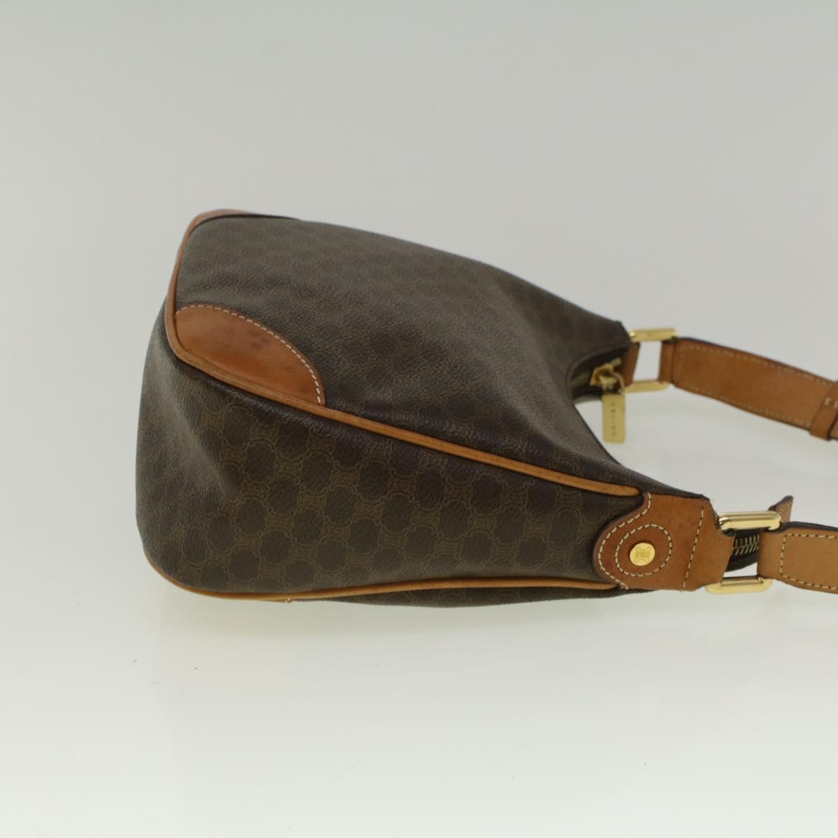 Luxury CELINE Macadam Canvas Shoulder Bag PVC Leather Brown 57306
