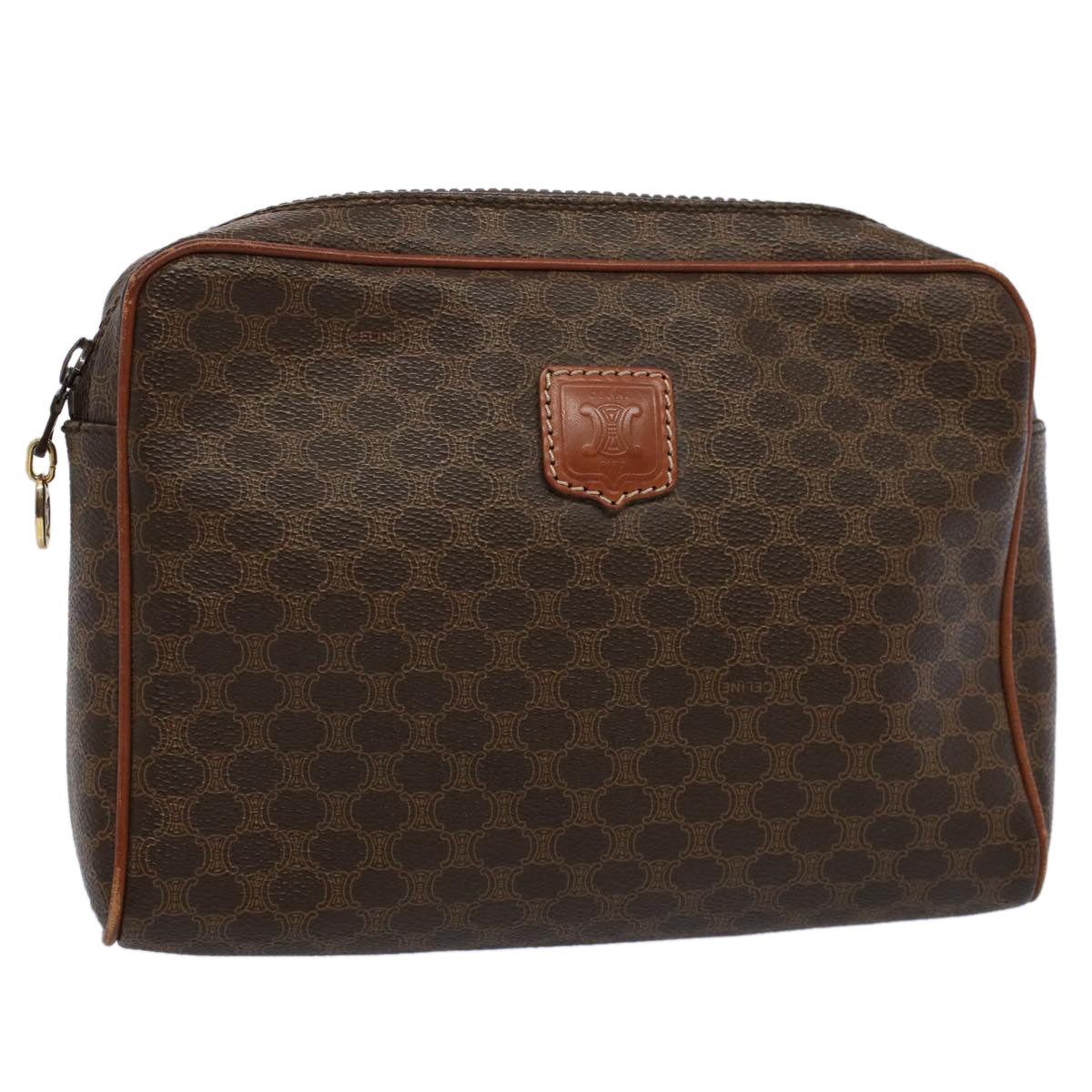 Luxury CELINE Macadam Canvas Clutch Bag PVC Leather Brown 57379