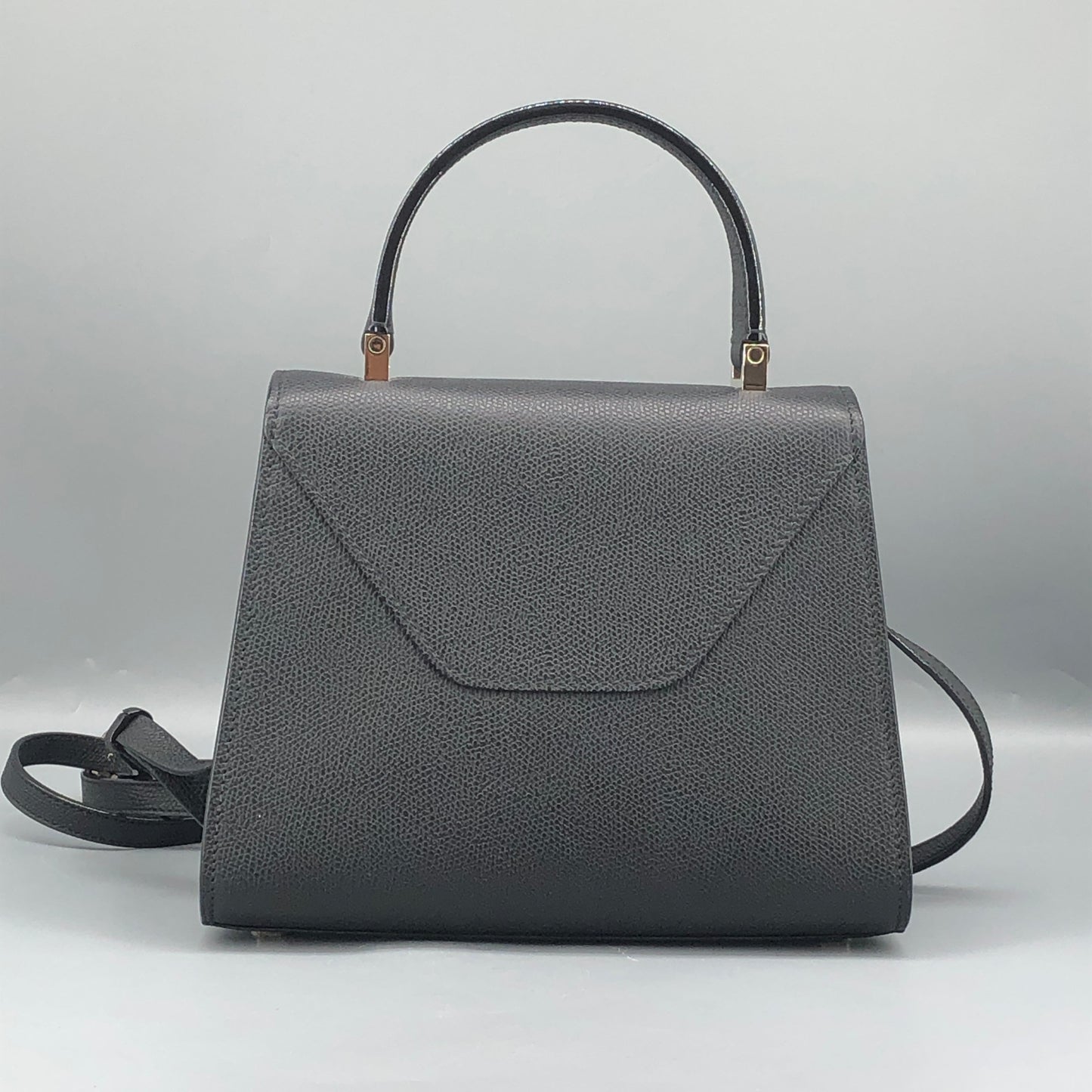 Valextra Iside Black Grained Calfskin Handbag