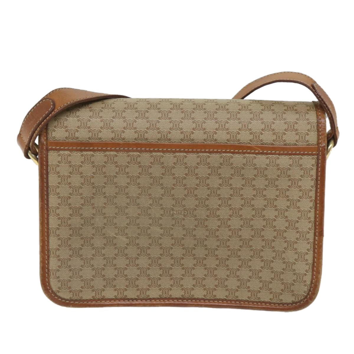 Luxury CELINE Macadam Canvas Shoulder Bag PVC Leather Beige Brown 58083