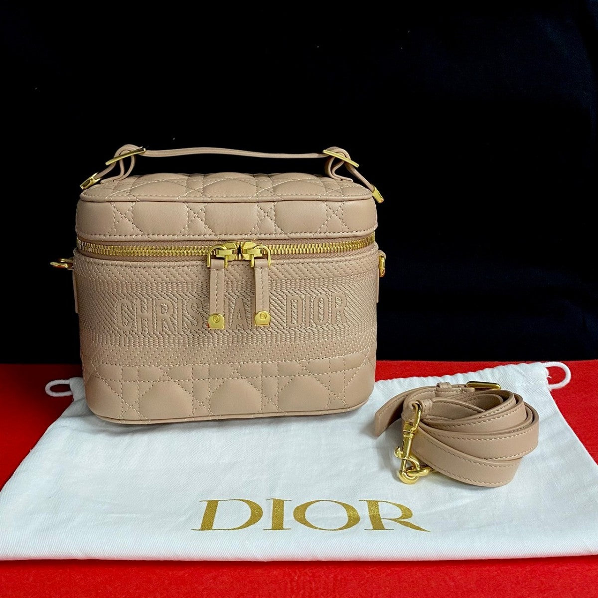 Dior Shoulder Bag leather beige Travel Small Vanity
