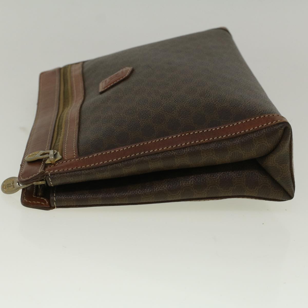 Luxury CELINE Macadam Canvas Clutch Bag PVC Leather Brown 58407