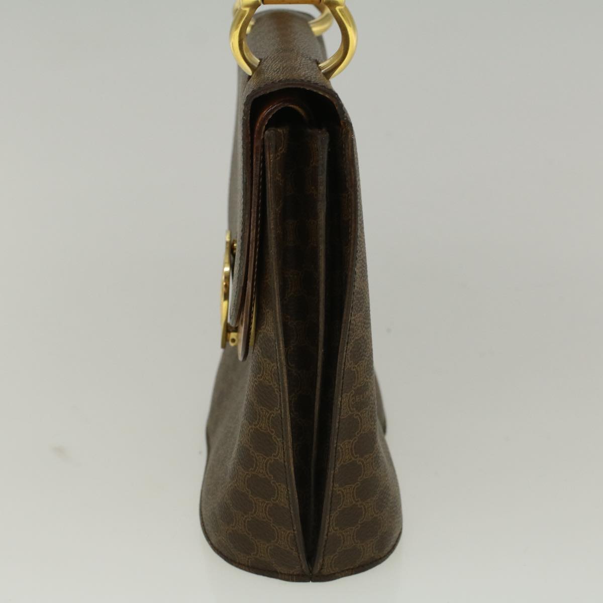 Luxury CELINE Macadam Canvas Hand Bag PVC Leather Brown 58408