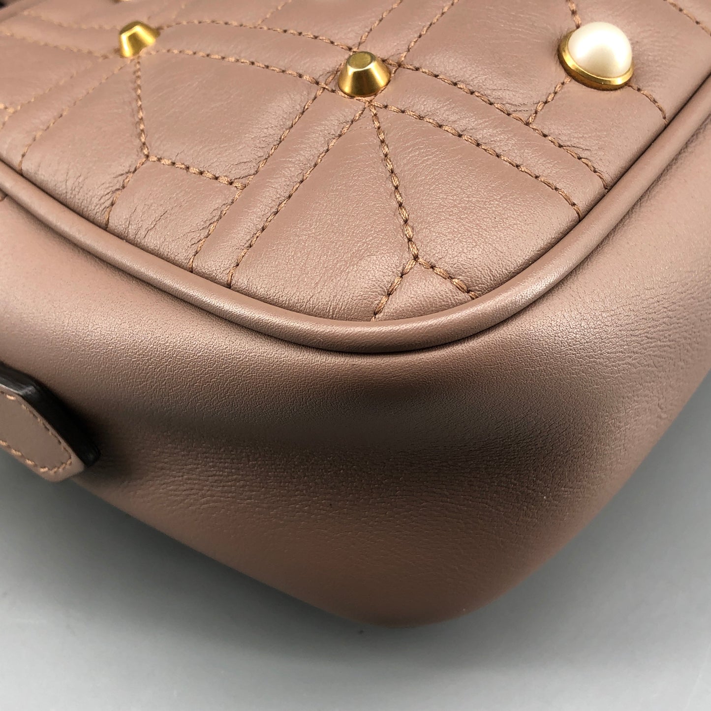 Gucci Dirty Pink Quilted Pearl GG Camera Crossbody Bag