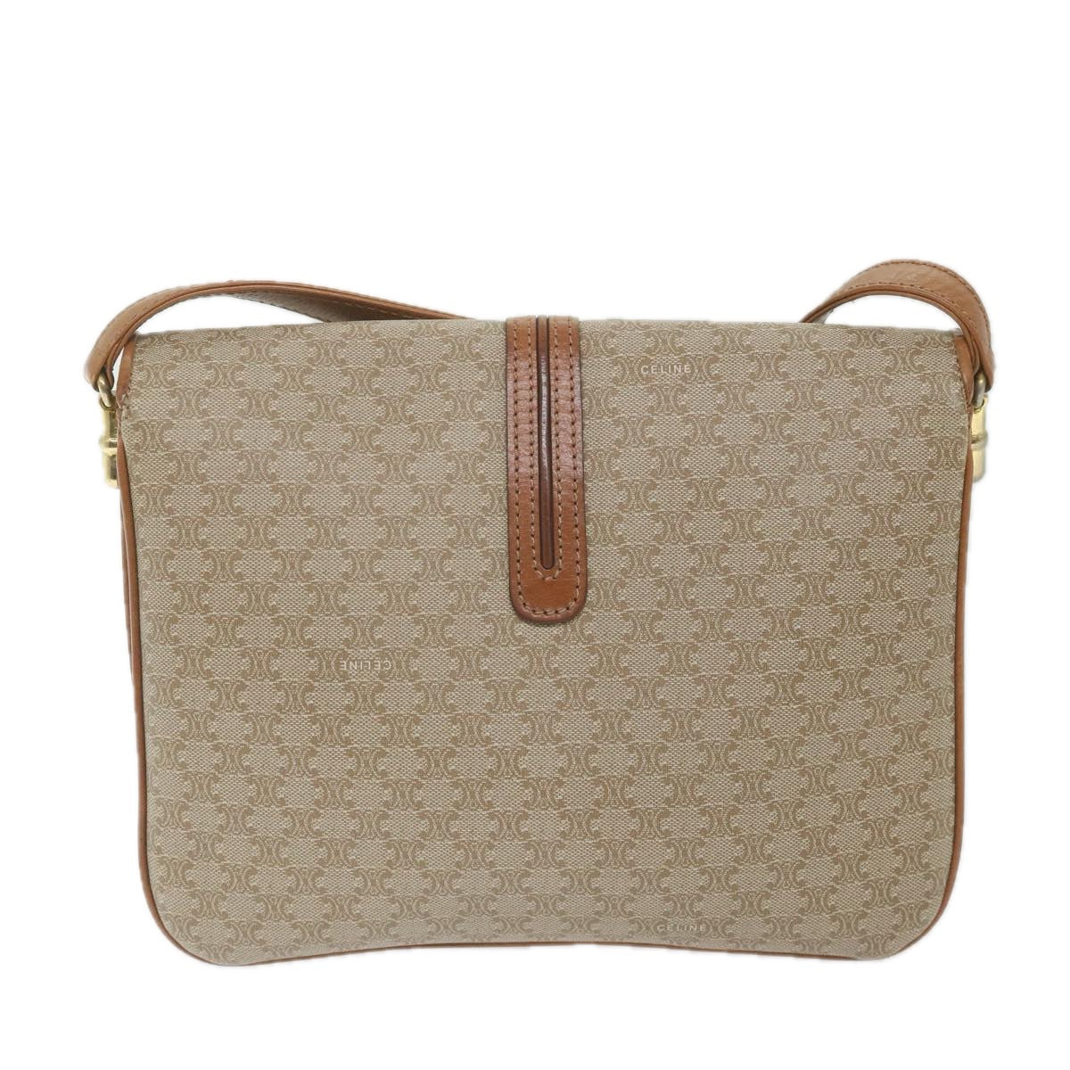 Luxury CELINE Macadam Canvas Shoulder Bag Beige 58580