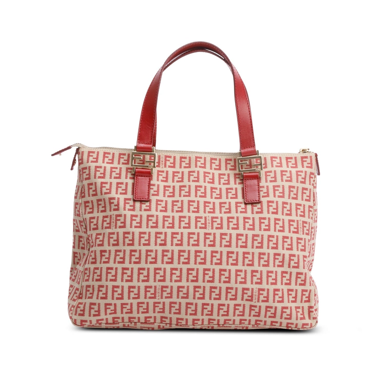 Fendi Red Zucchino FF Canvas Tote