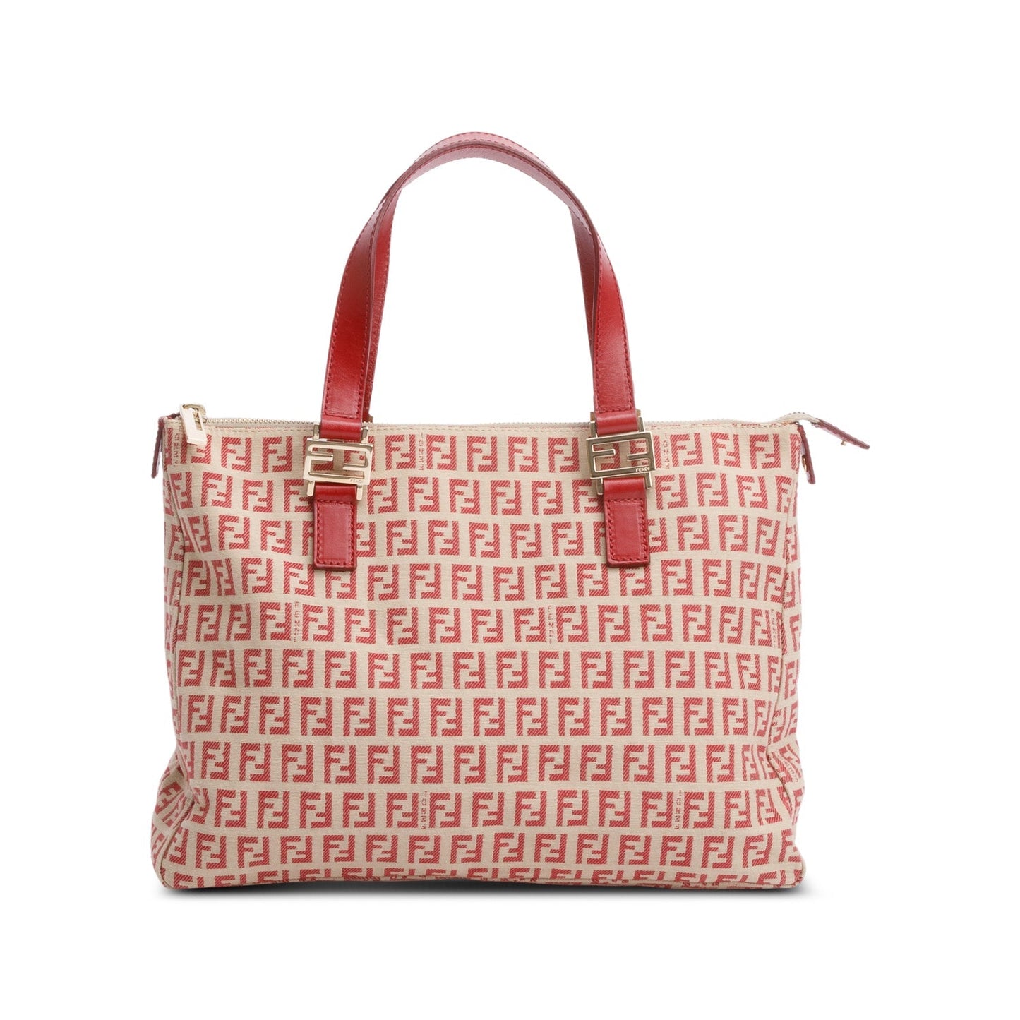 Fendi Red Zucchino FF Canvas Tote