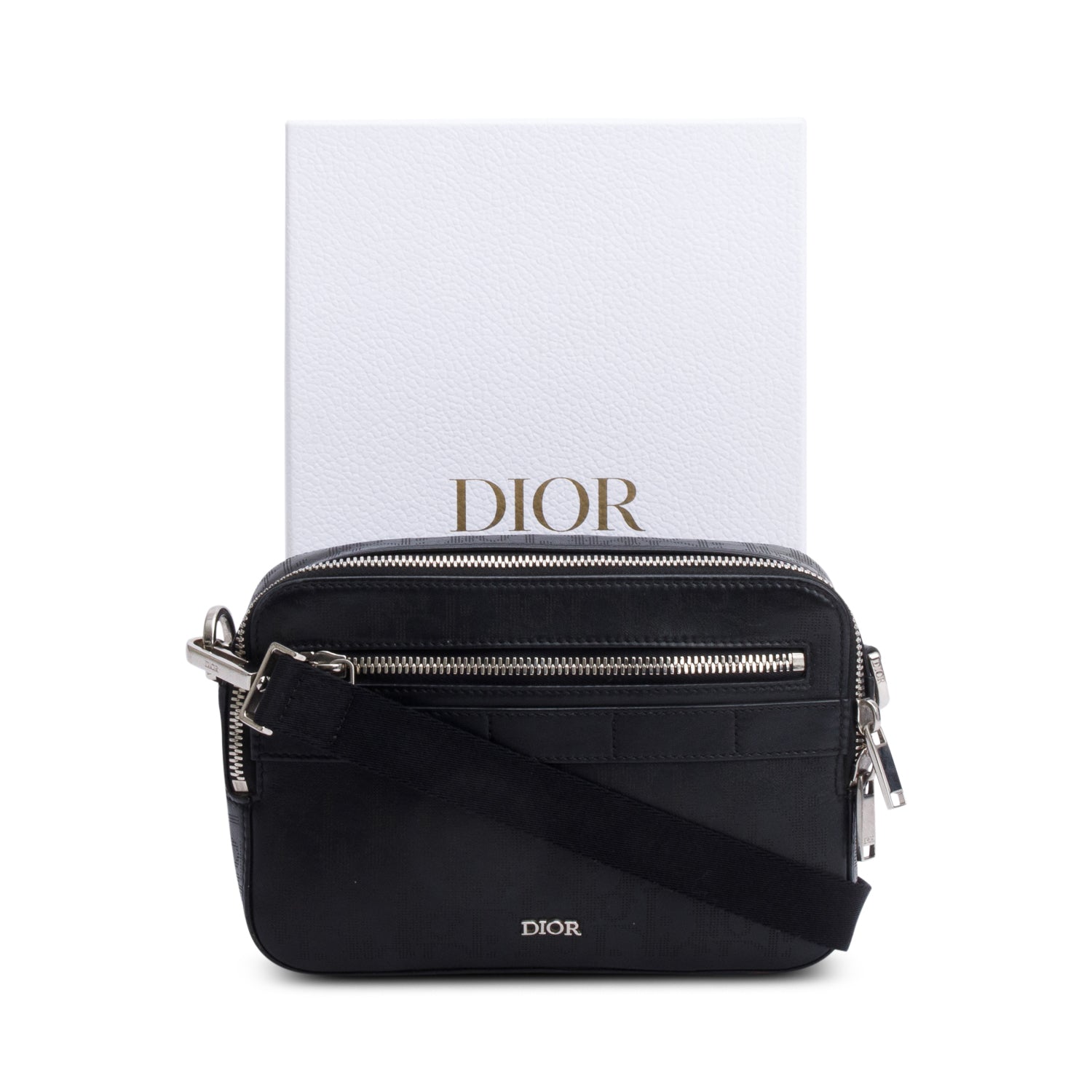 Christian Dior 2021 Black Oblique Galaxy Leather Safari Messenger Bag