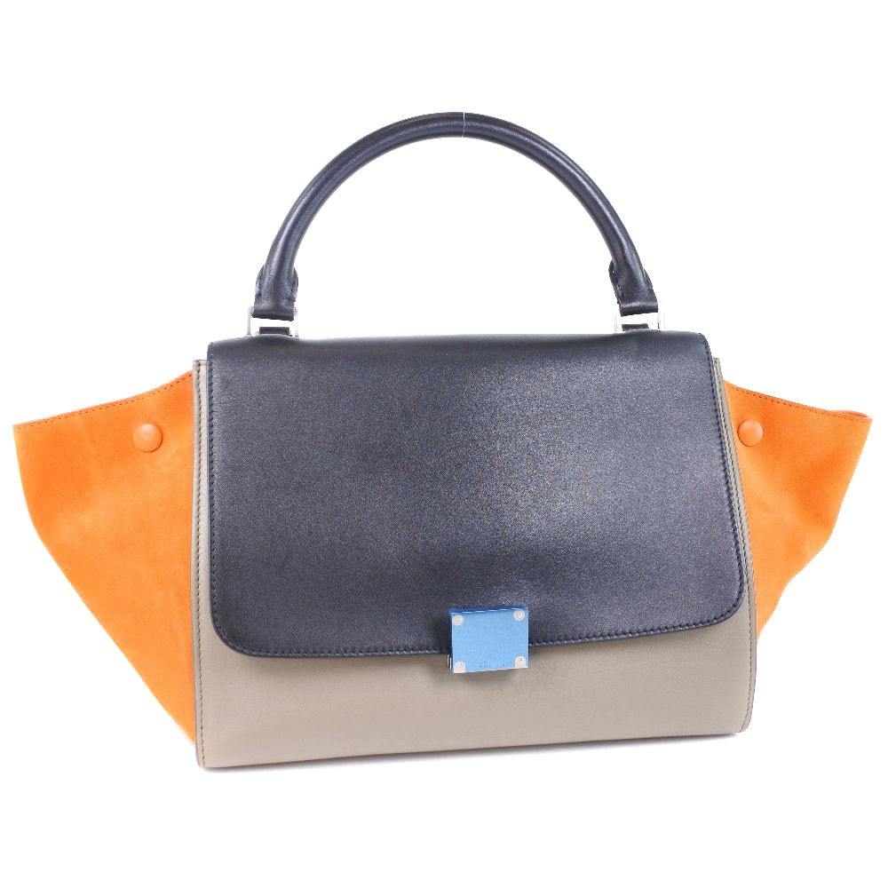 CELINE Handbag Calfskin, suede black 2WAY bag Trapeze Women