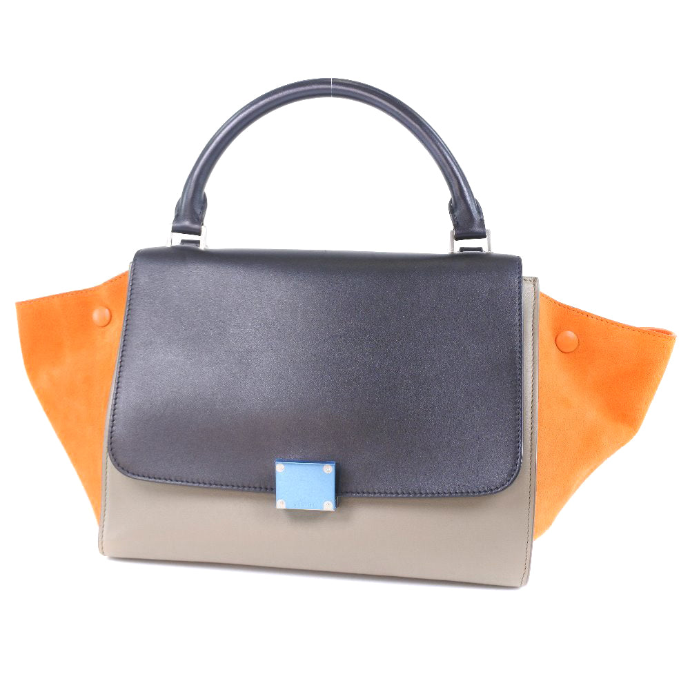 CELINE Handbag Calfskin, suede black 2WAY bag Trapeze Women