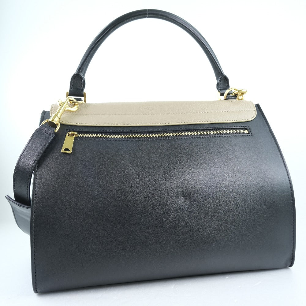 CELINE Handbag Calfskin, suede Black / blue / beige 2WAYShoulder Trapeze Women