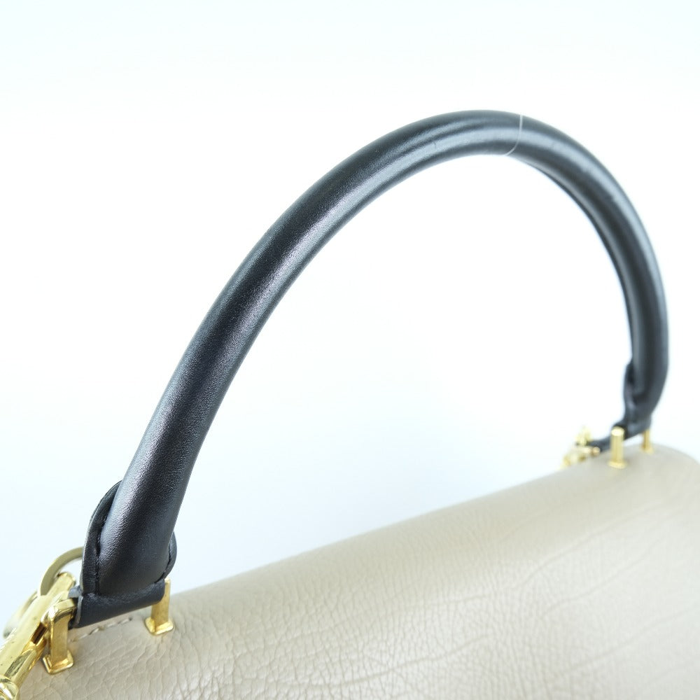 CELINE Handbag Calfskin, suede Black / blue / beige 2WAYShoulder Trapeze Women