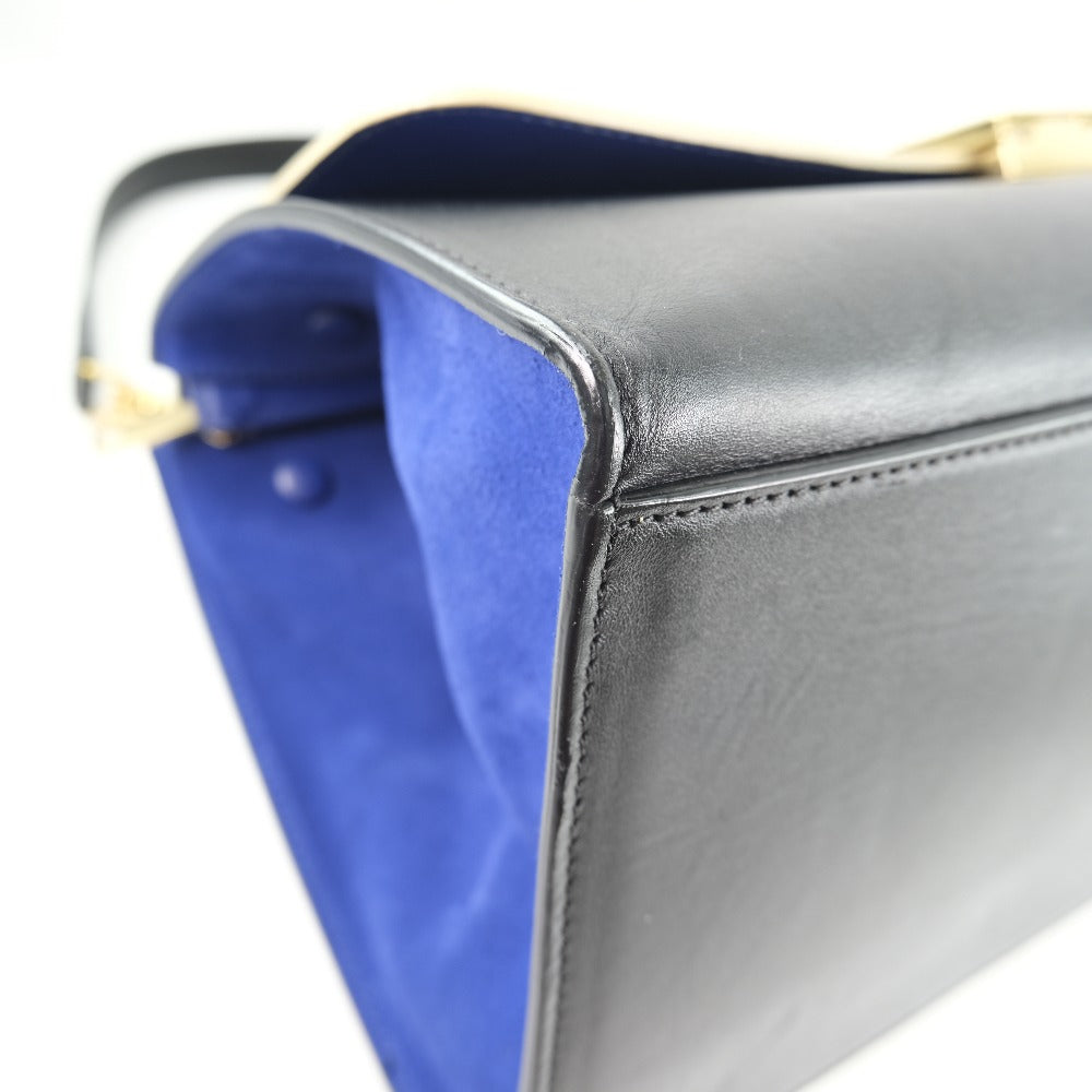 CELINE Handbag Calfskin, suede Black / blue / beige 2WAYShoulder Trapeze Women