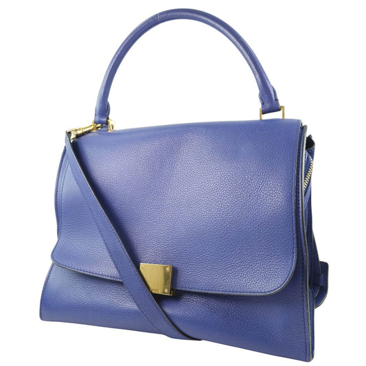 CELINE Handbag Calfskin Blue 2WAYShoulder Trapeze Women