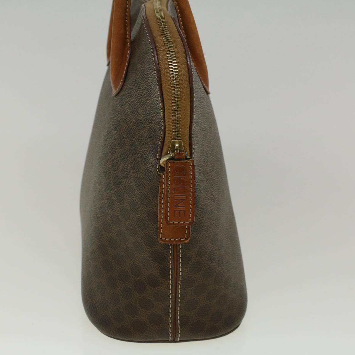 Luxury CELINE Macadam Canvas Hand Bag PVC Leather Brown 59246