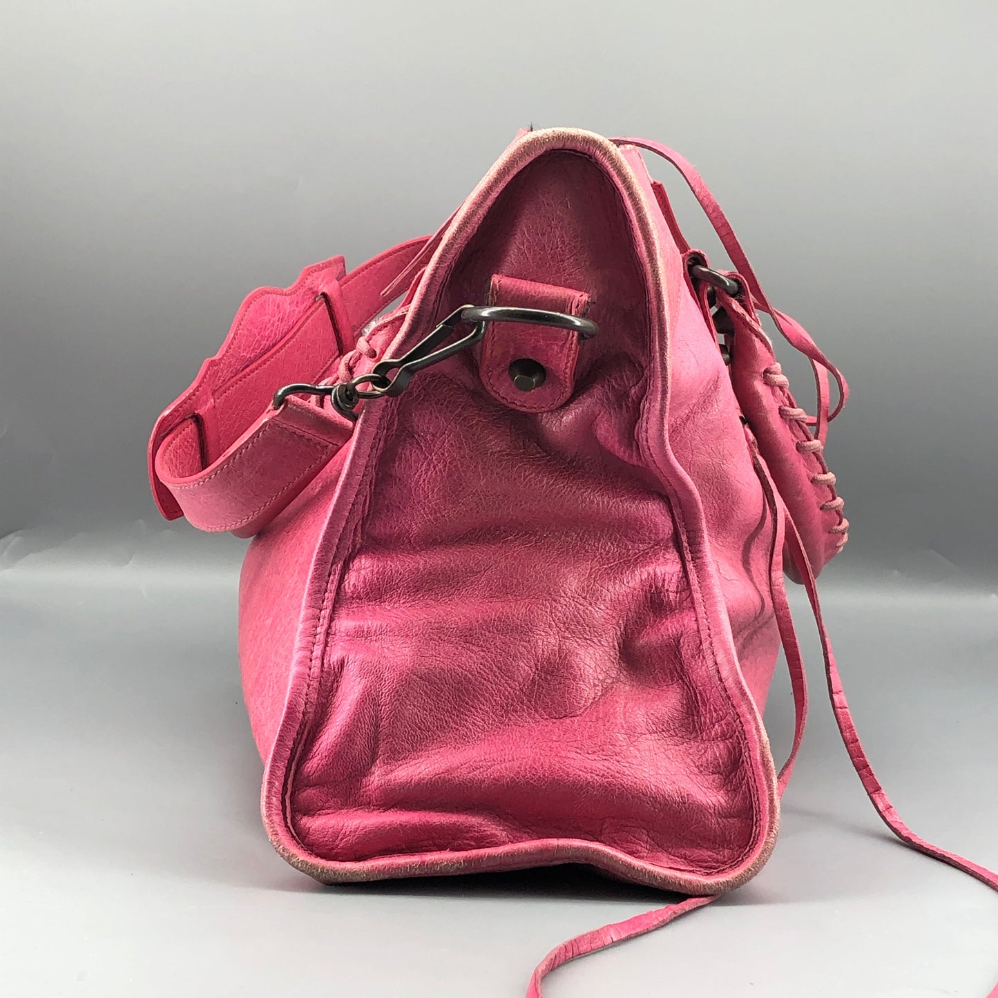 Balenciaga Pink Distressed Leather City Handbag Shoulder Bag