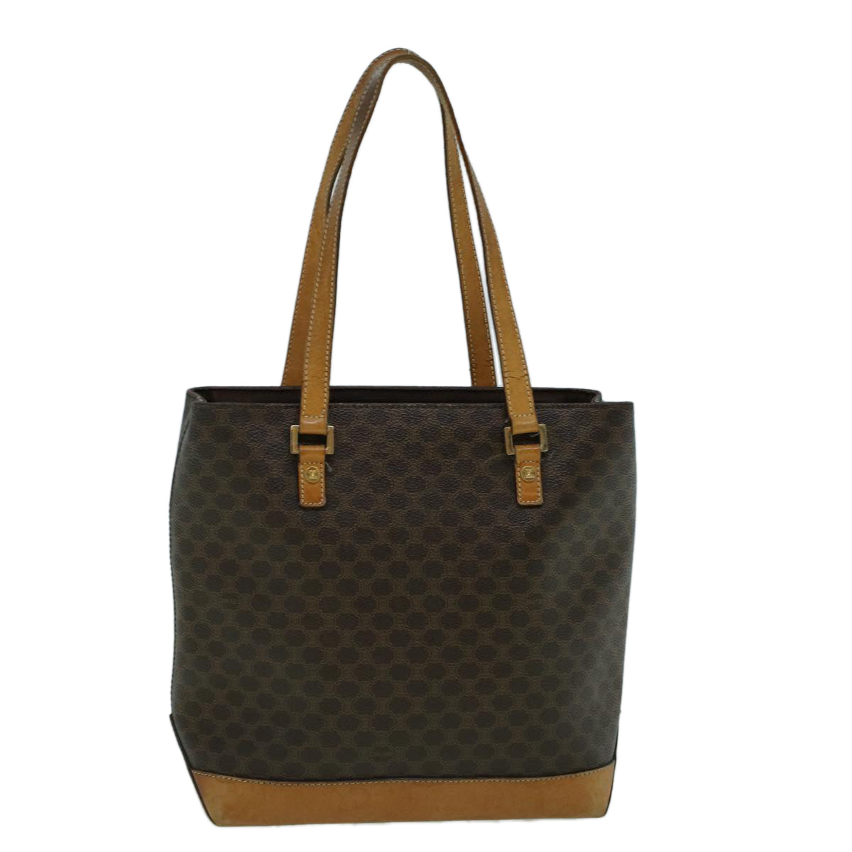 Luxury CELINE Macadam Canvas Hand Bag PVC Leather Brown 59527