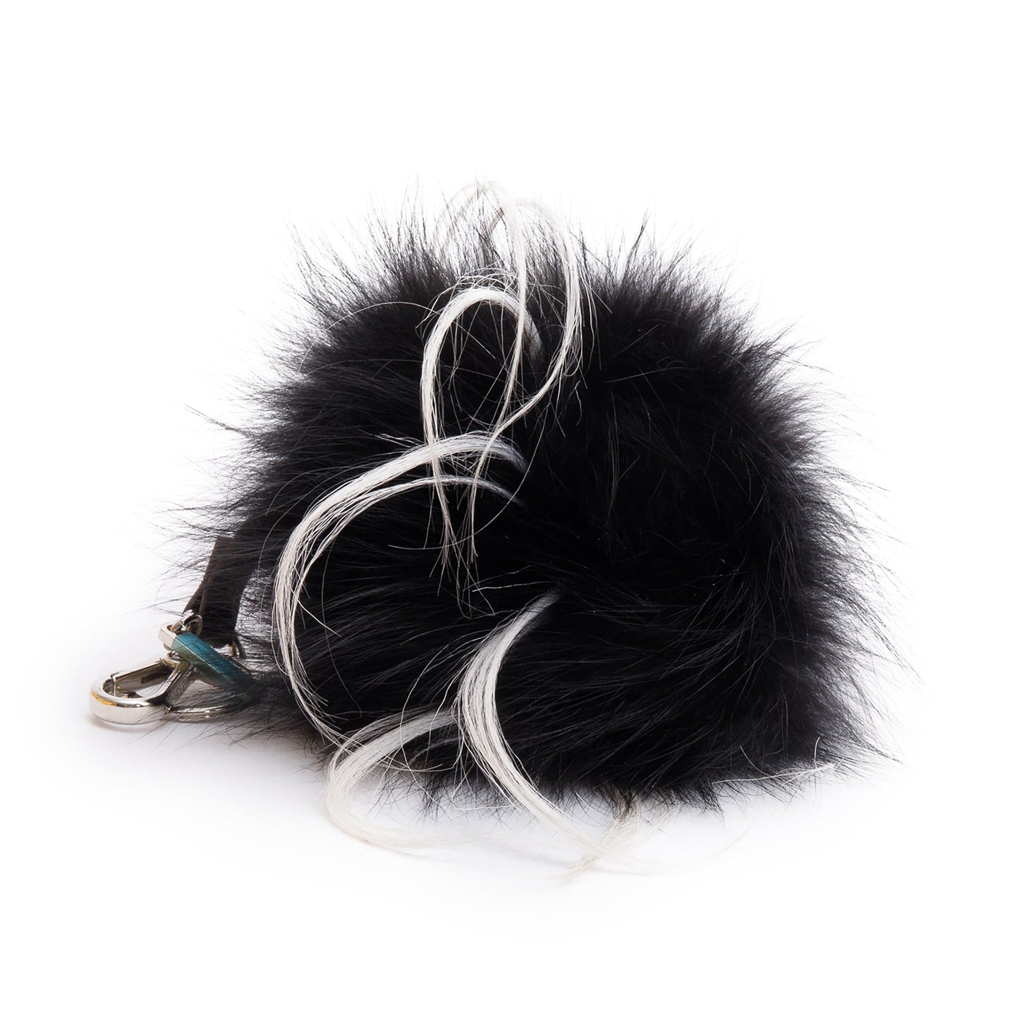 Fendi Black/Red/White Leather Monster Eye Mink Fox Fur Bag Charm