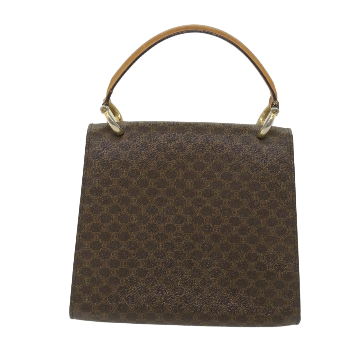 Luxury CELINE Macadam Canvas Hand Bag PVC Leather Brown 59942