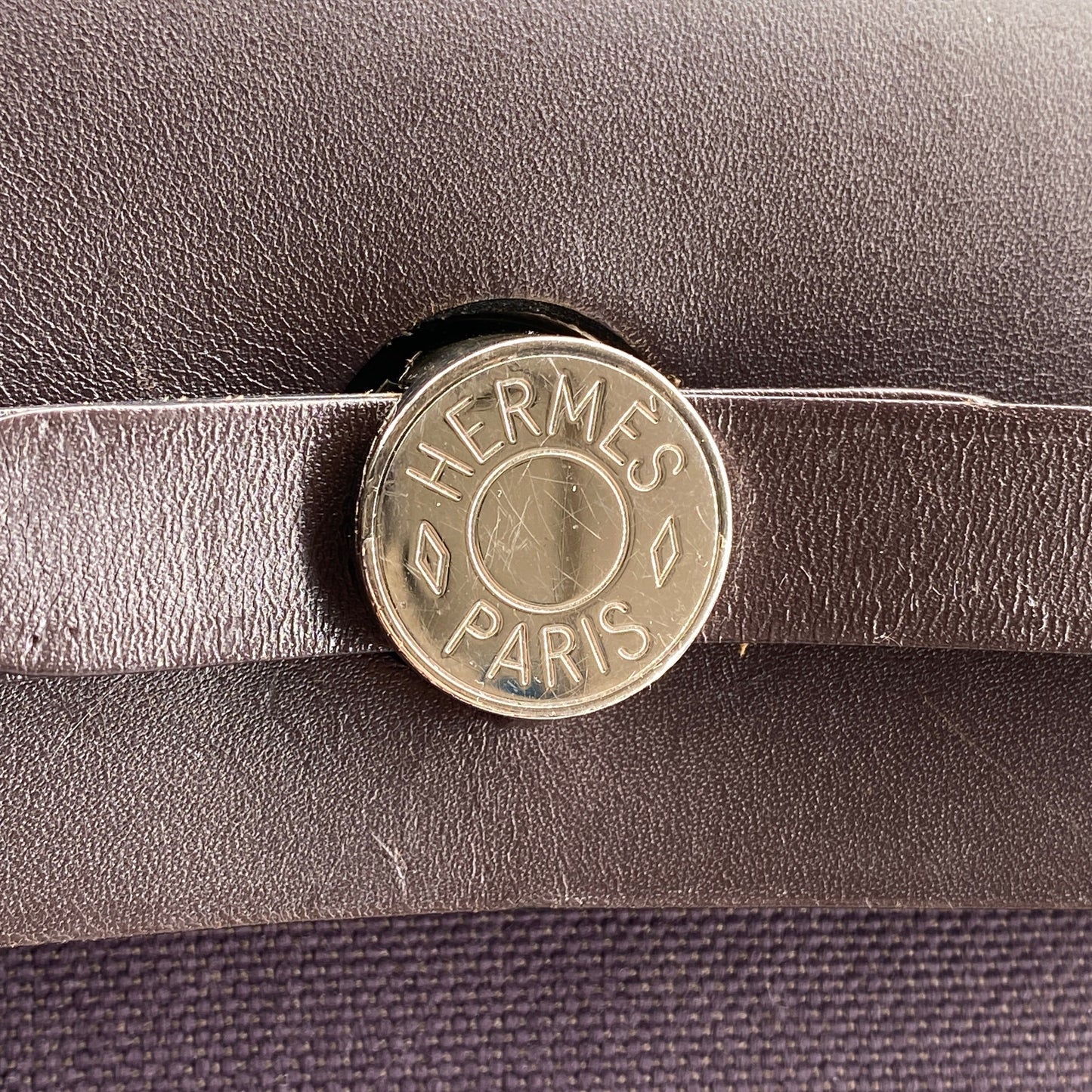 Hermes Herbag 31 Deep Grape Canvas Leather Shoulder Bag