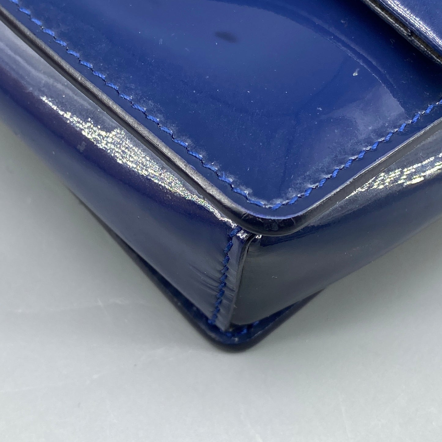 Salvatore Ferragamo Vara Bow Patent Leather Shoulder Bag Royal Blue