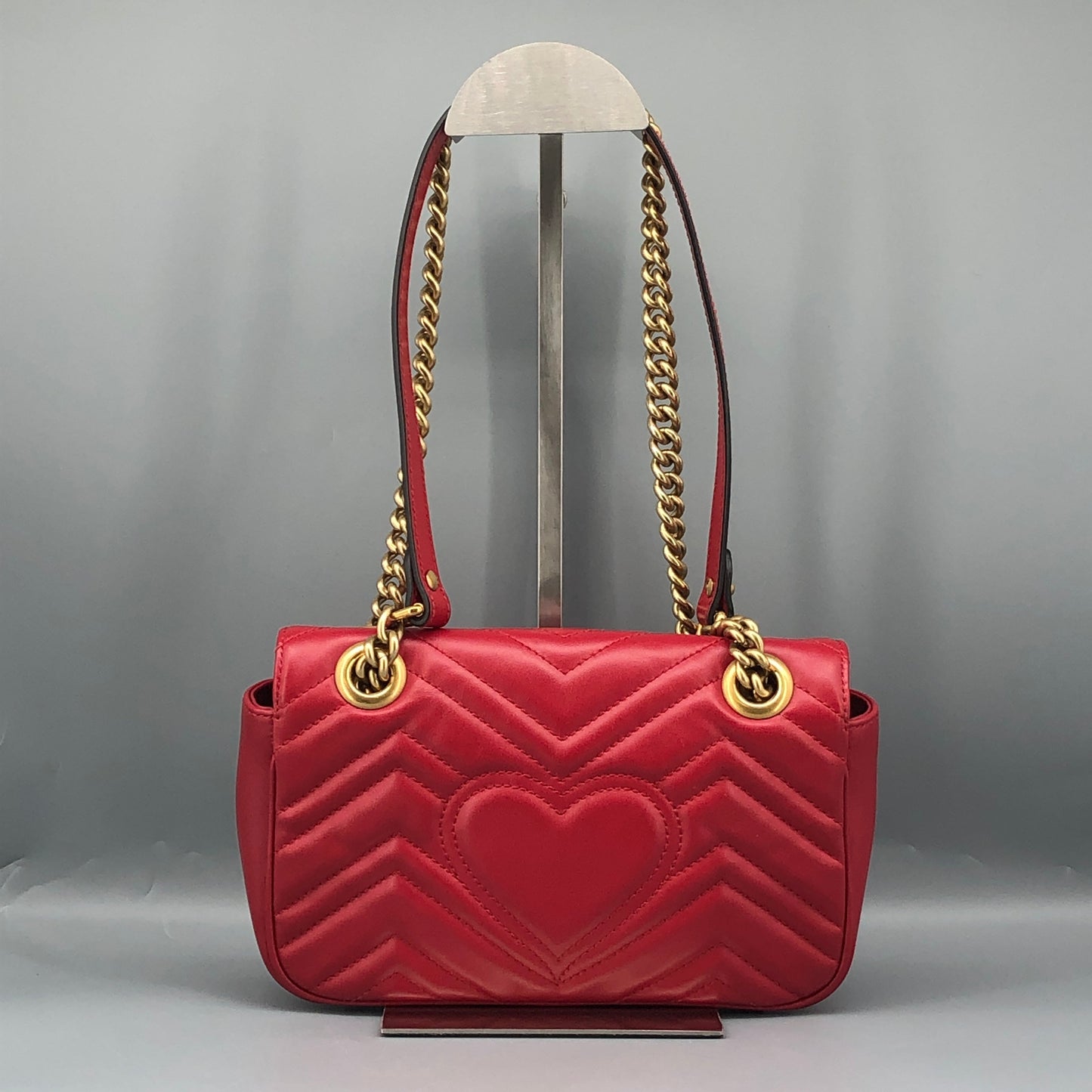 Gucci Red Quilted GG Marmont Chain Shoulder Bag