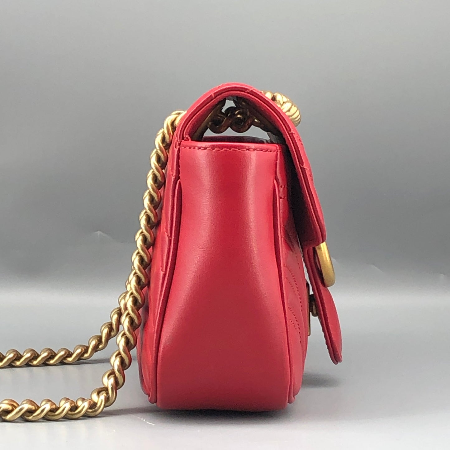 Gucci Red Quilted GG Marmont Chain Shoulder Bag