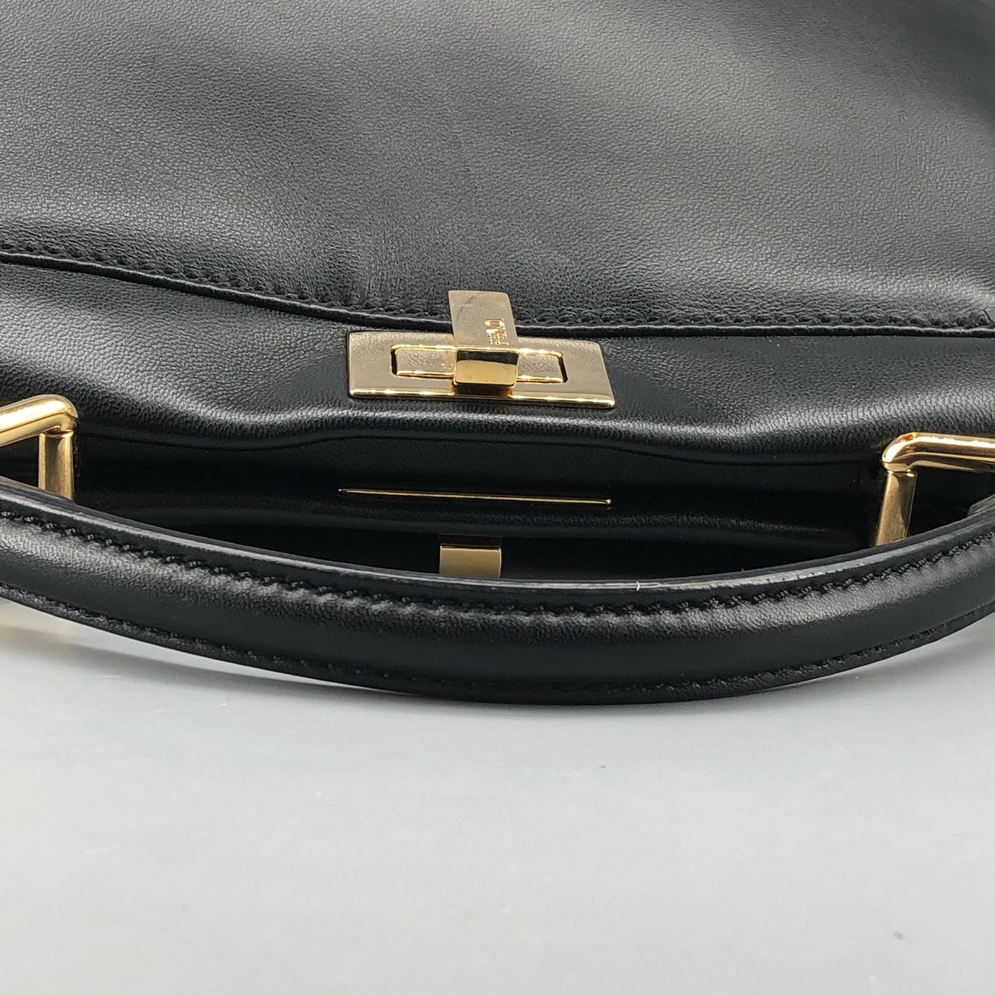Fendi Mini Black Smooth Leather Peekaboo Handbag