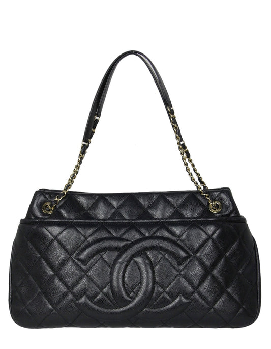 Chanel Black Caviar Timeless Soft Shopper Tote Bag - Rovelle Bags