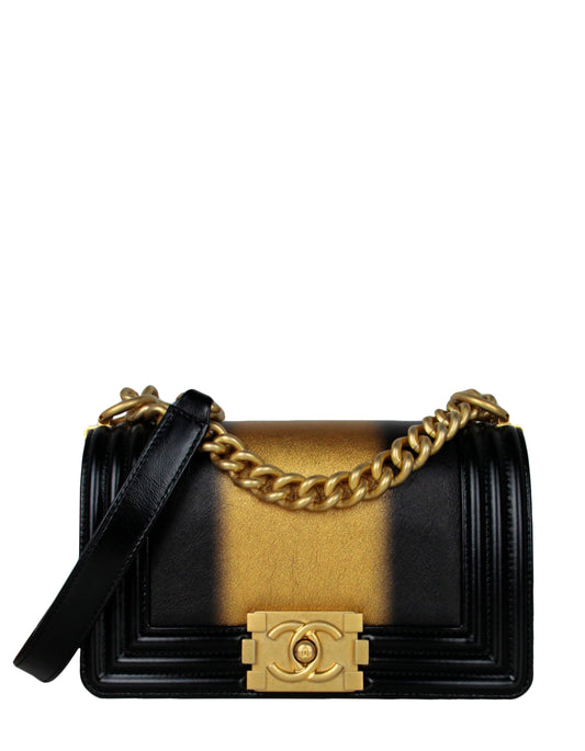 Chanel 2021 Calfskin Leather Metallic Black/Gold Handbag - Rovelle Bags