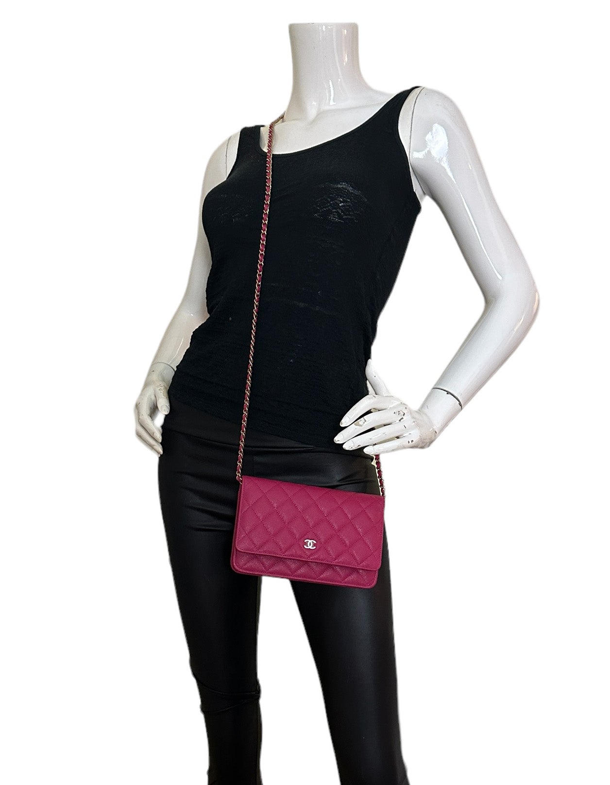 Chanel 2022 Fuchsia Quilted Caviar Leather Crossbody Bag - Rovelle Bags
