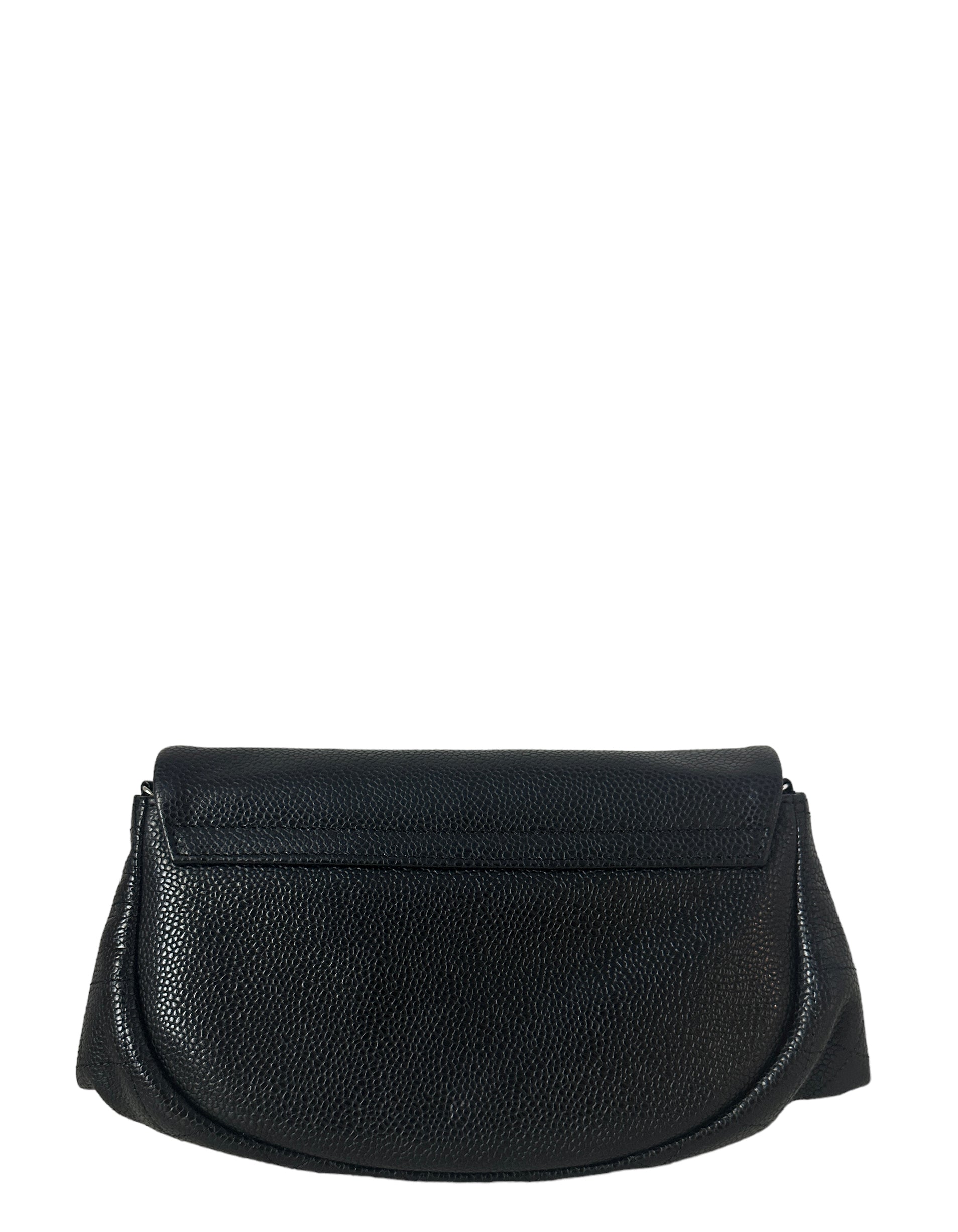 Chanel Black Caviar Leather Half Moon Crossbody Bag - Rovelle Bags