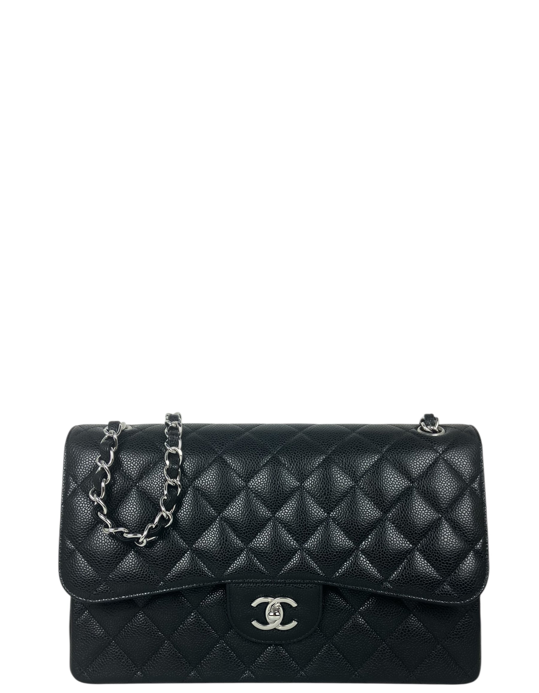 Chanel Black Caviar Leather Double Flap Flap Bag - Rovelle Bags