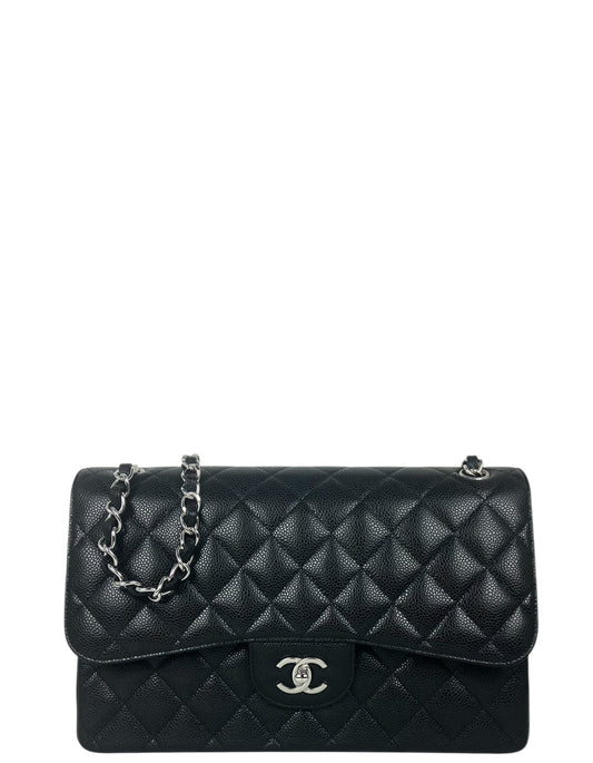 Chanel Black Caviar Leather Double Flap Flap Bag - Rovelle Bags