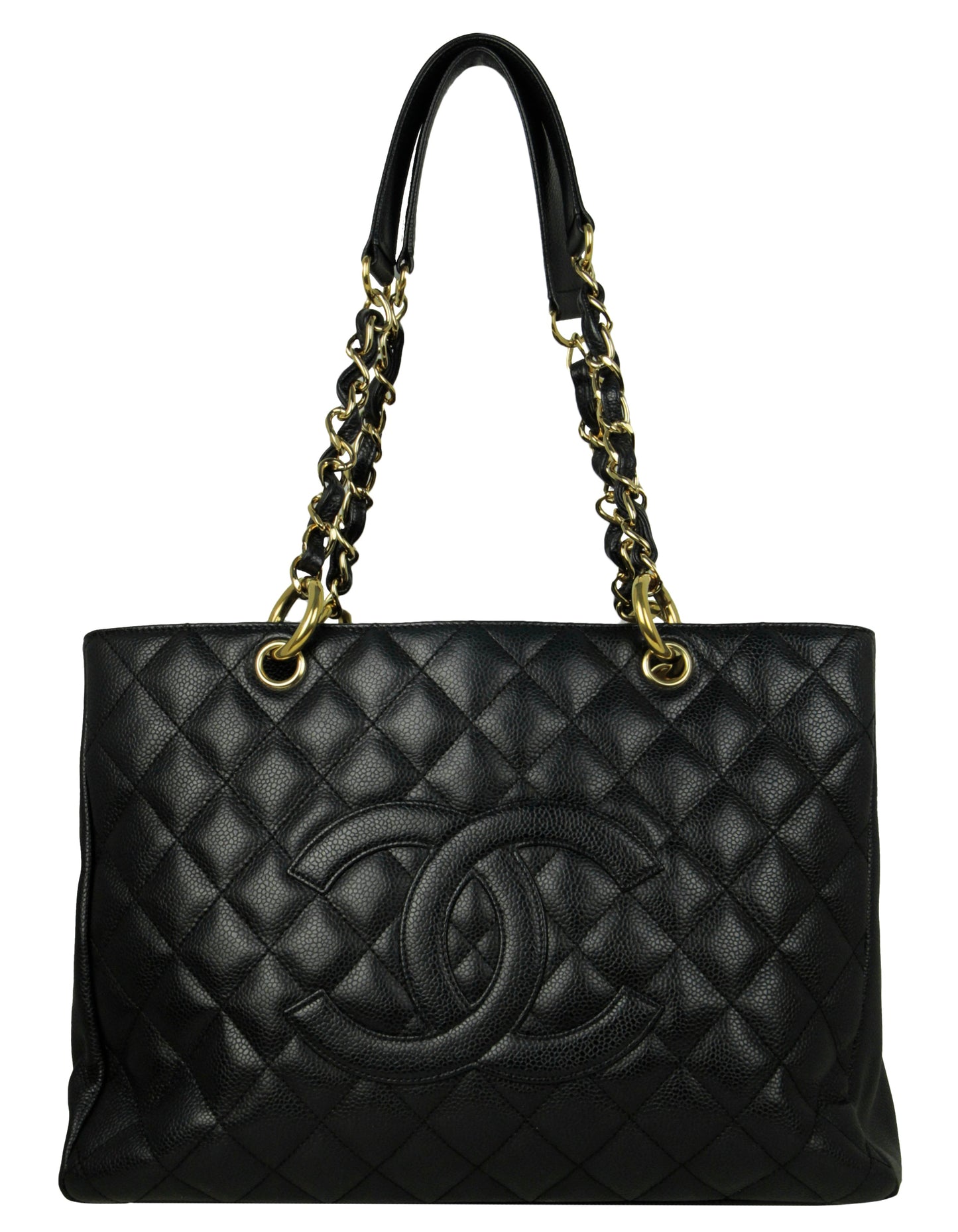 Chanel Black Caviar Leather Quilted Grand Tote Bag - Rovelle Bags