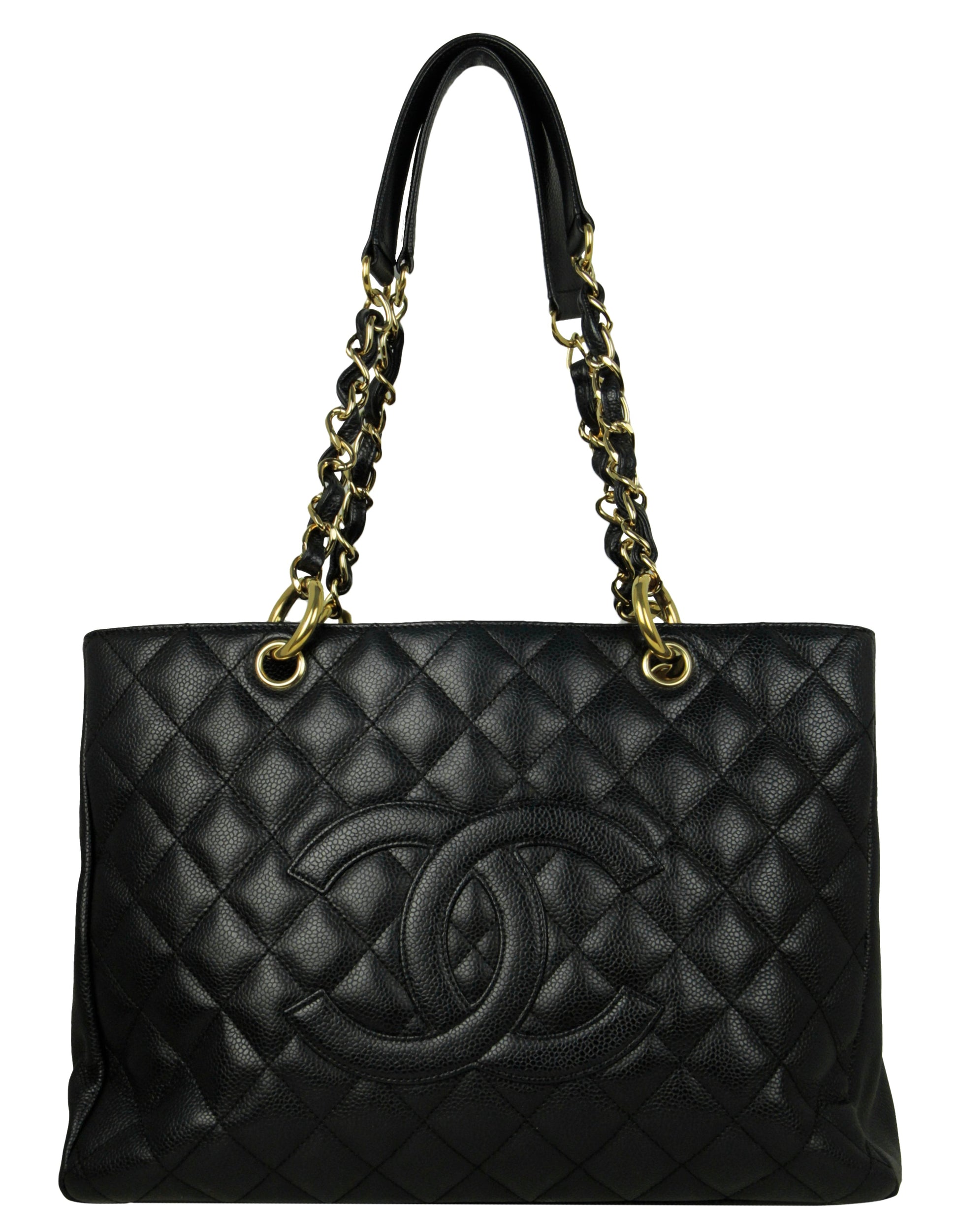 Chanel Black Caviar Leather Quilted Grand Tote Bag - Rovelle Bags