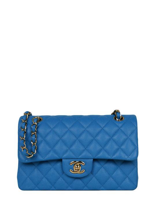 Chanel Blue Caviar Leather Quilted Small Flap Bag - Rovelle Bags