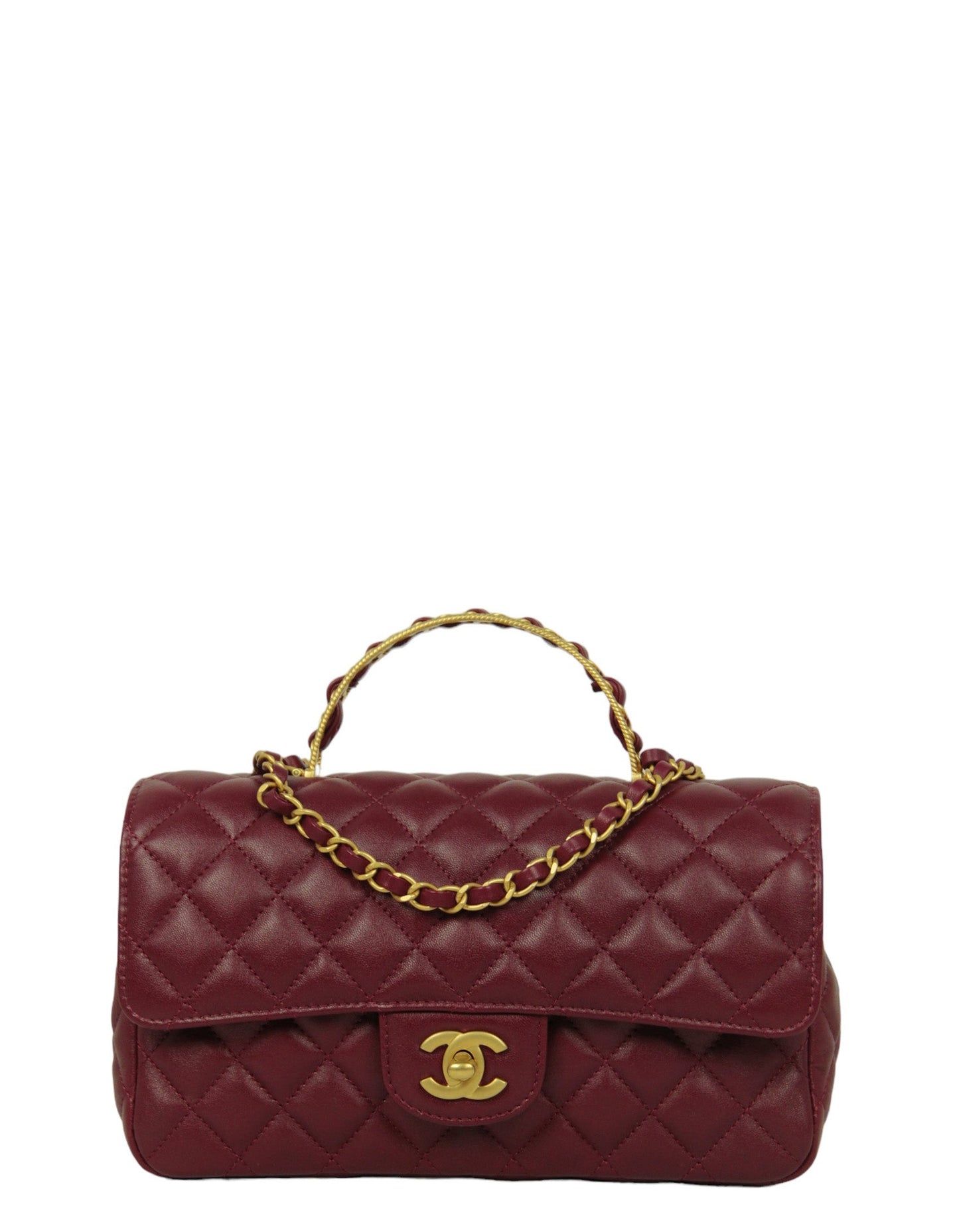 Chanel Burgundy Lambskin Leather Flapbag w/ Flap Bag - Rovelle Bags