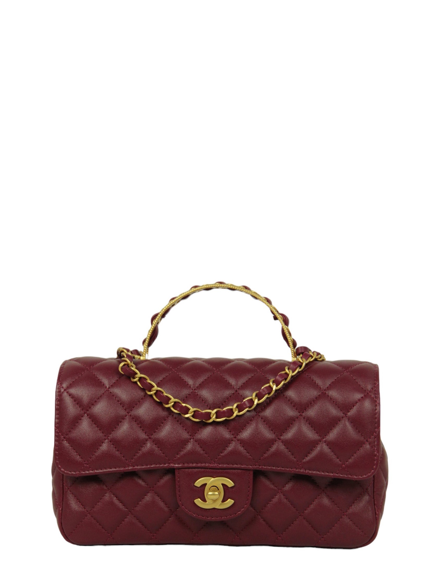 Chanel Burgundy Lambskin Leather Flapbag w/ Flap Bag - Rovelle Bags