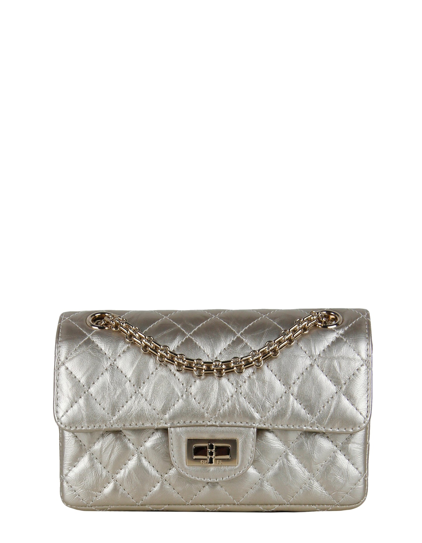 Chanel Metallic Gold Leather 2.55 Mini Flap Bag - Rovelle Bags