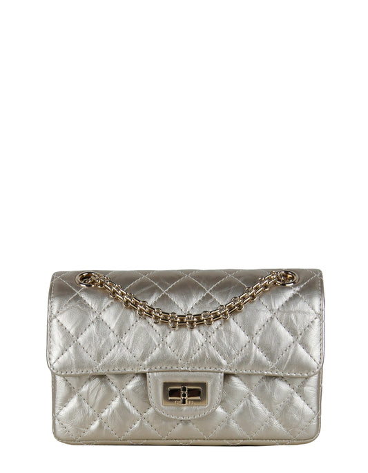 Chanel Metallic Gold Leather 2.55 Mini Flap Bag - Rovelle Bags