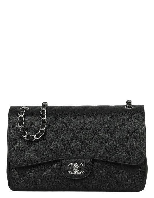 Chanel Black Caviar Leather Double Flap Flap Bag - Rovelle Bags