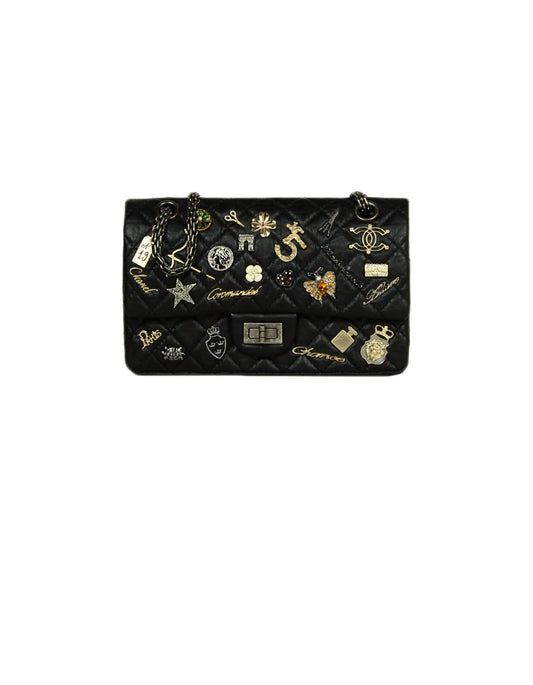 Chanel Black Calfskin Quilted 2.55 Lucky Flap Bag - Rovelle Bags