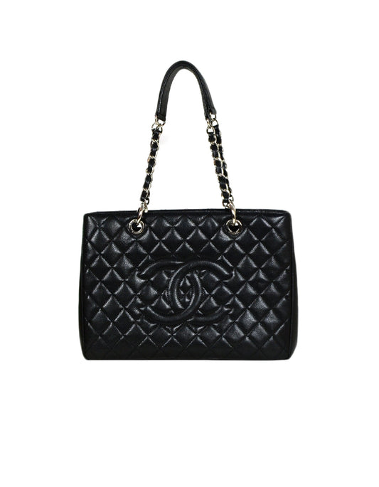 Chanel Black/Silver Caviar Leather GST Grand Tote Bag - Rovelle Bags