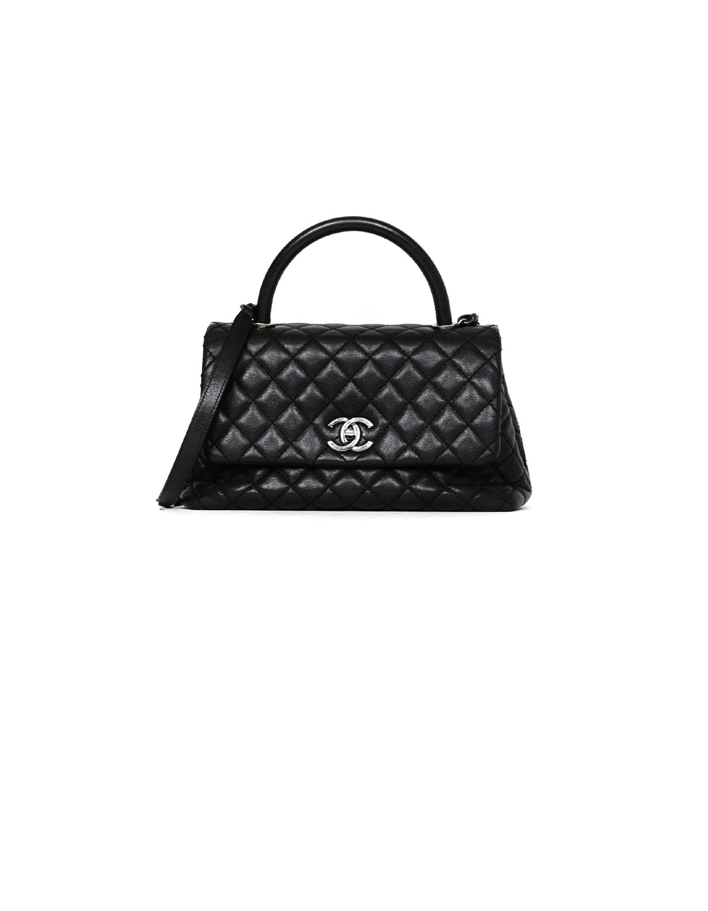 Chanel Black Caviar Quilted Small Coco Flap Bag - Rovelle Bags
